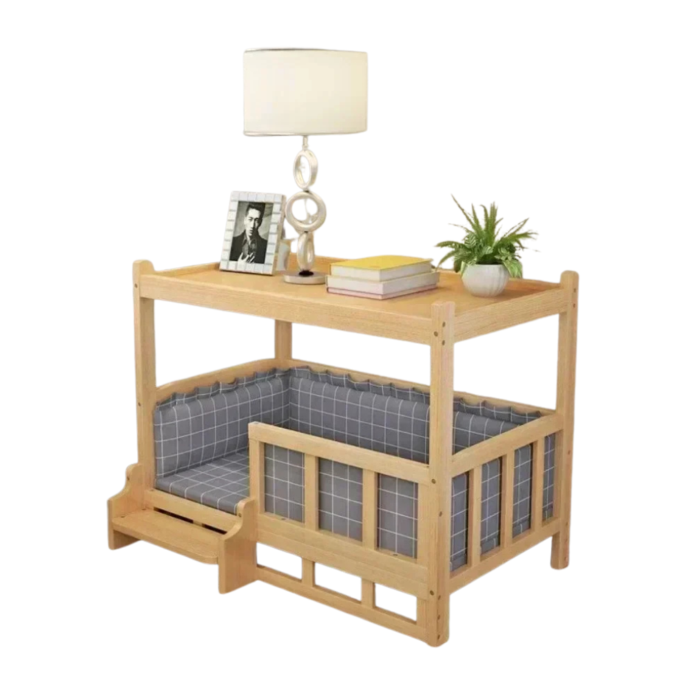 Raised Wooden Dog Bed | Washable Foam