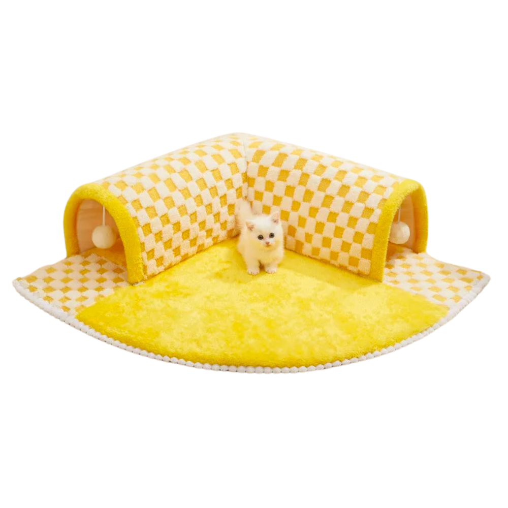 Cat Tunnel for Multiple Cats, Catwalk Plush Tunnel with Comfort Mat