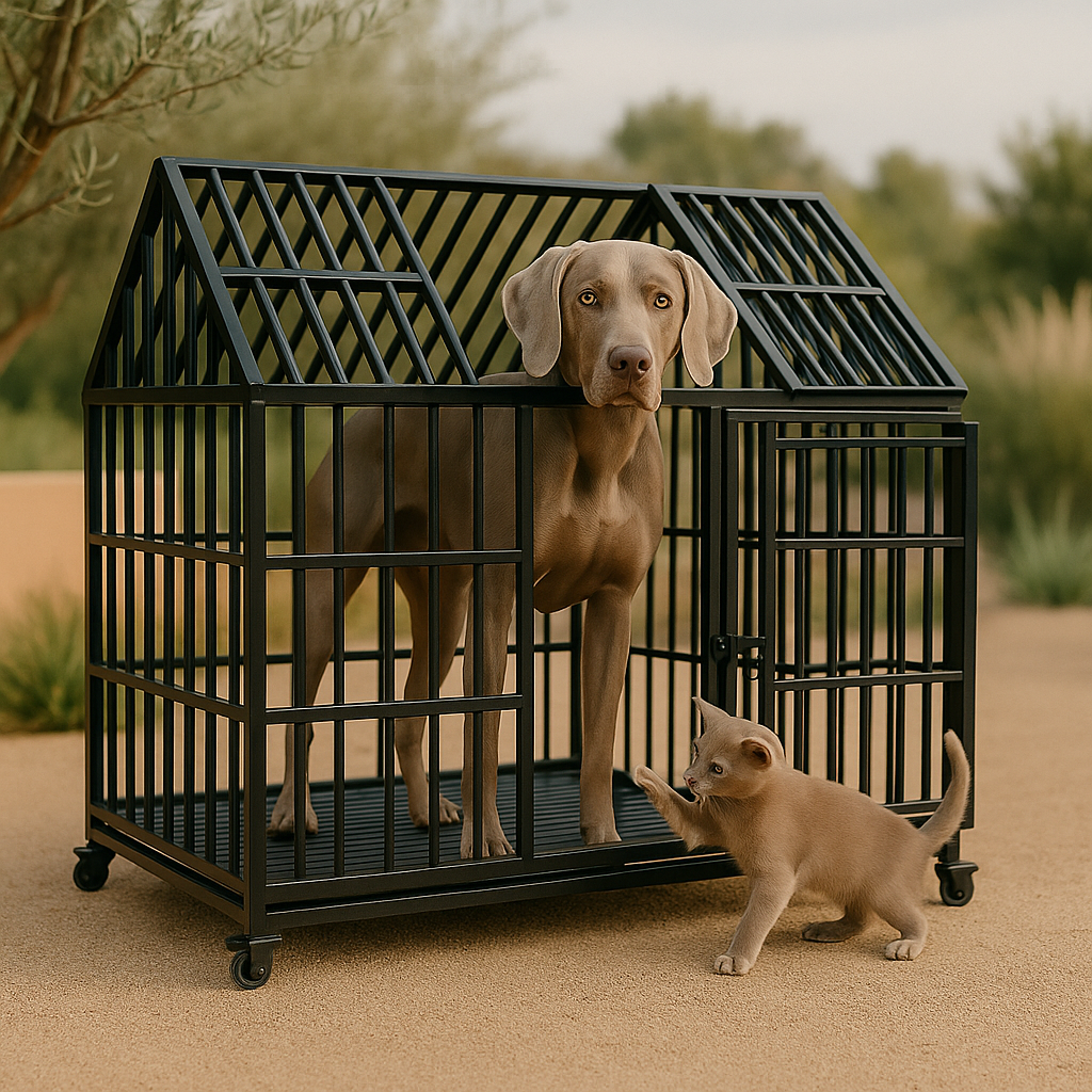 Extra Strong Dog Crate Reinforced Steel Frame & Double Latch Locking