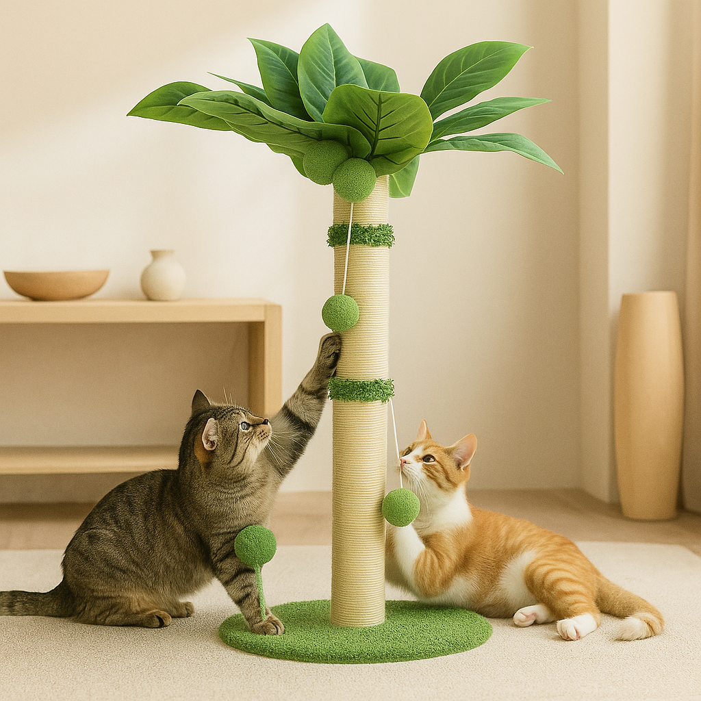 Cat Tree Scratching Post Made of Coconut Rope Durable Compact Cat Tree