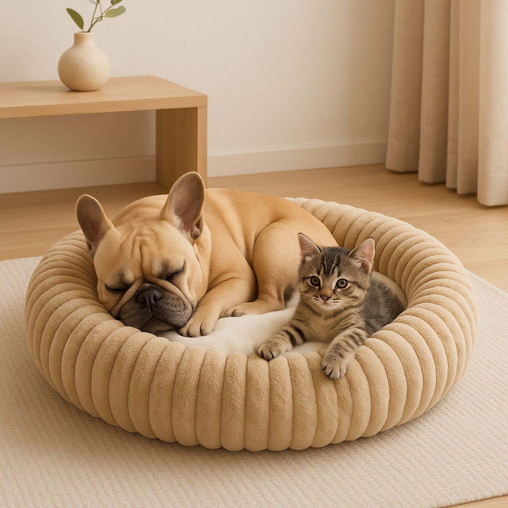 Soft Plush Dog & Cat Bed | Warm Round Washable Basket