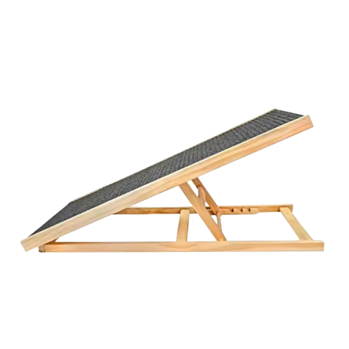 Adjustable Wooden Dog Ramp with Anti-Slip Surface & Compact Storage