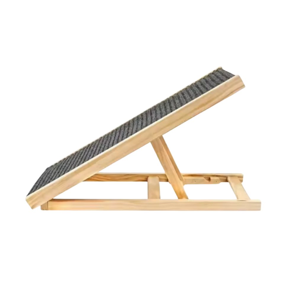 Adjustable Wooden Dog Ramp with Anti-Slip Surface & Compact Storage