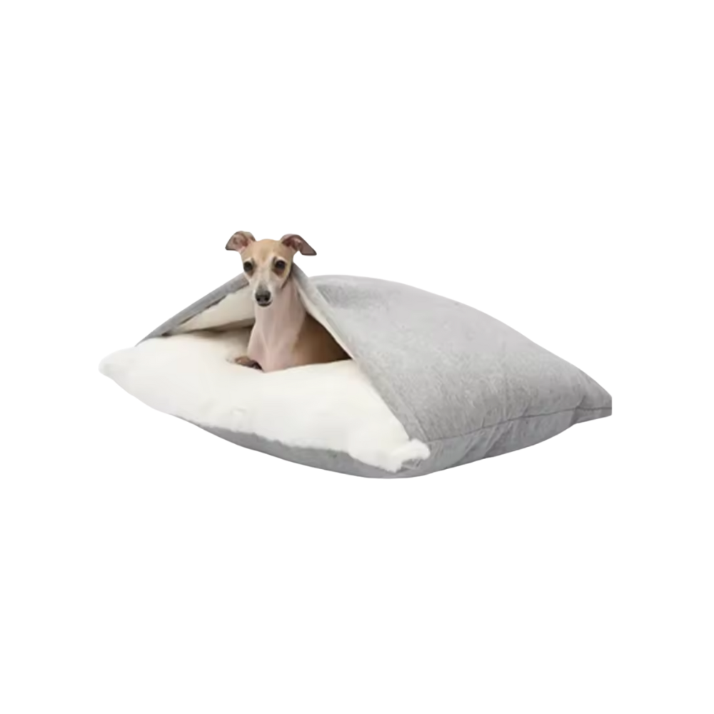 Dog Bed with Attached Blanket | Washable Cushion