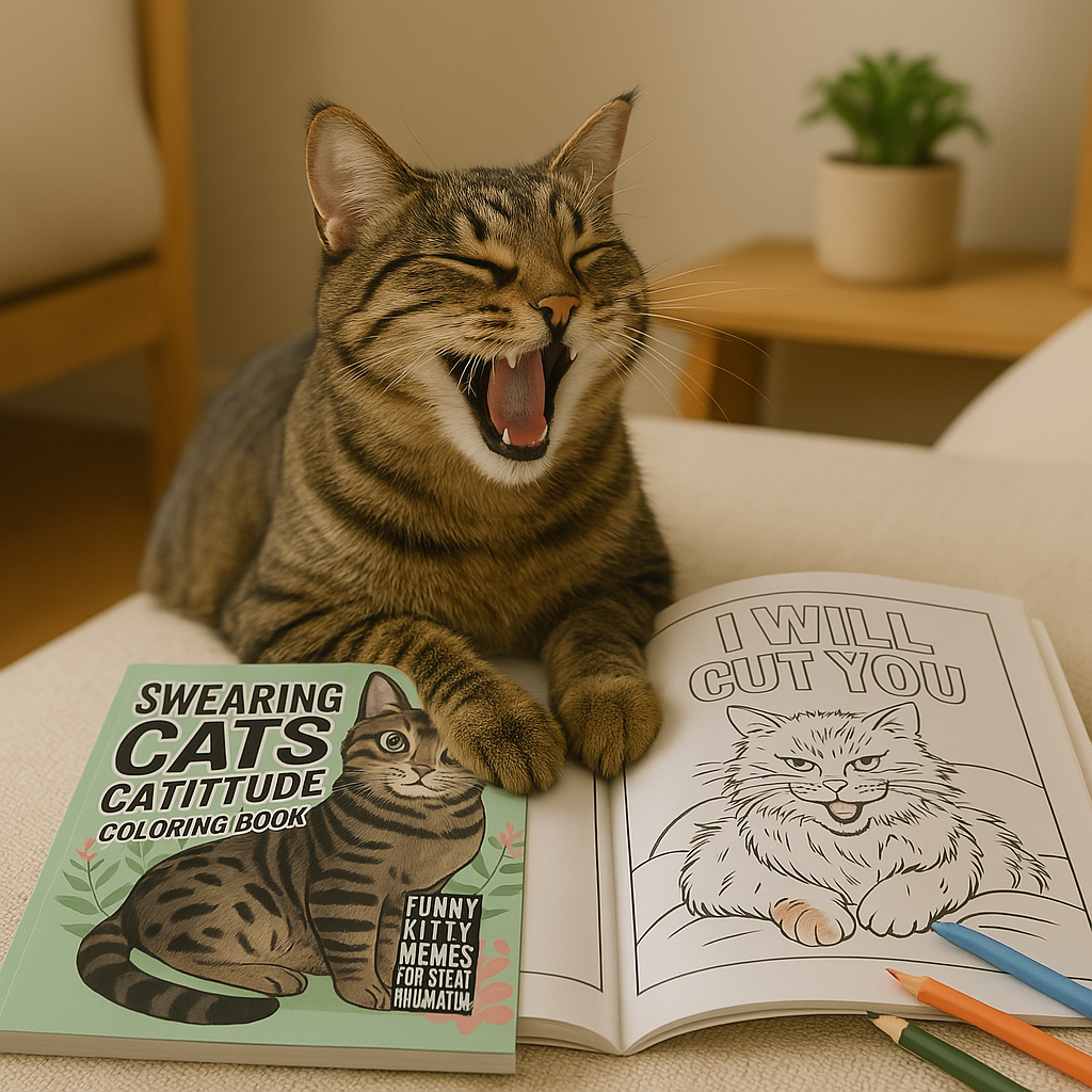Funny Cat Lovers Coloring Book Filled With Hilarious Cat Illustrations & Memes