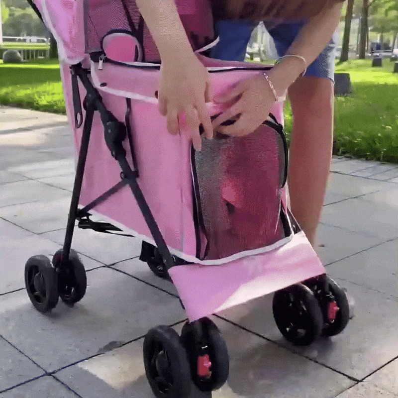 Foldable Dog Stroller with Breathable Mesh & Comfortable Seating Area