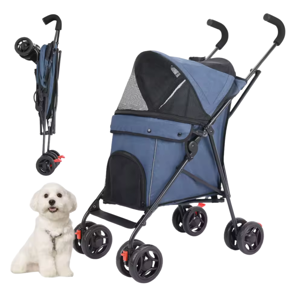 Foldable Dog Stroller with Breathable Mesh & Comfortable Seating Area