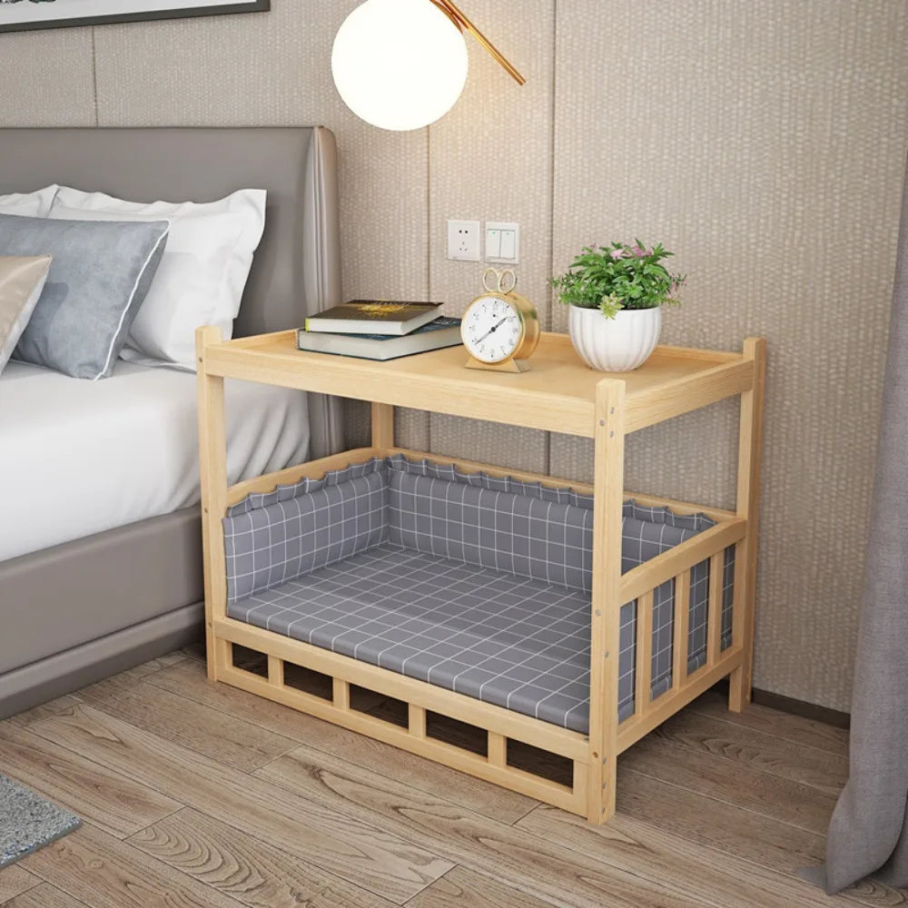 Raised Wooden Dog Bed | Washable Foam