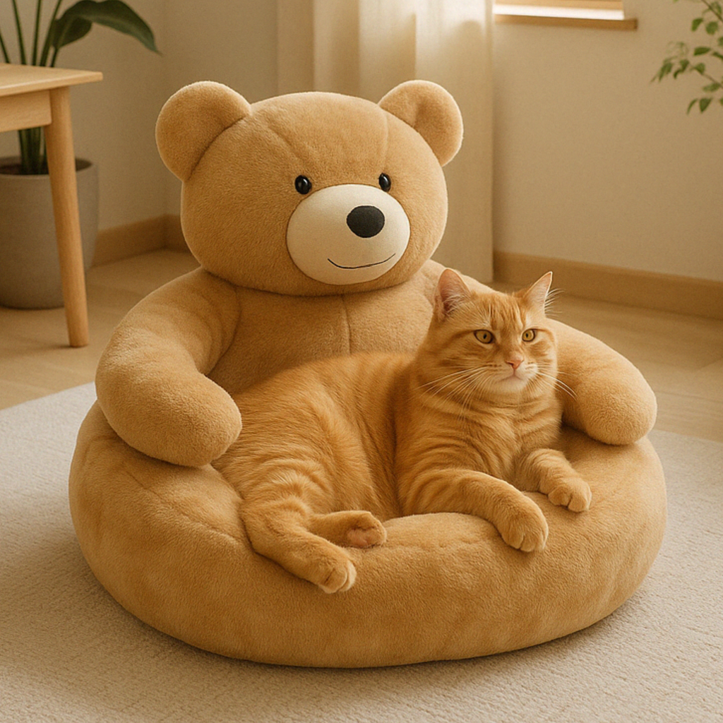Teddy Bear Bed Soft Plush Dog Bed & Cat Bed Anxiety & Stress Relieving