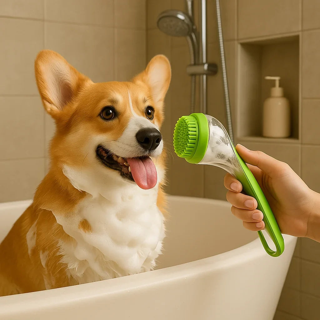 Grooming Brush with Built-in Soap Dispenser for Dogs & Cats