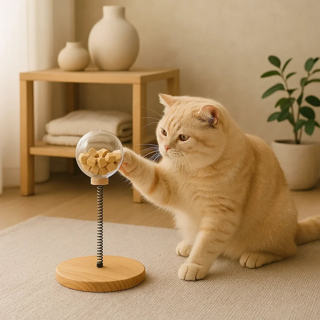 Cat Food Dispenser Toy Durable Interactive Cat Toy With Snack Ball
