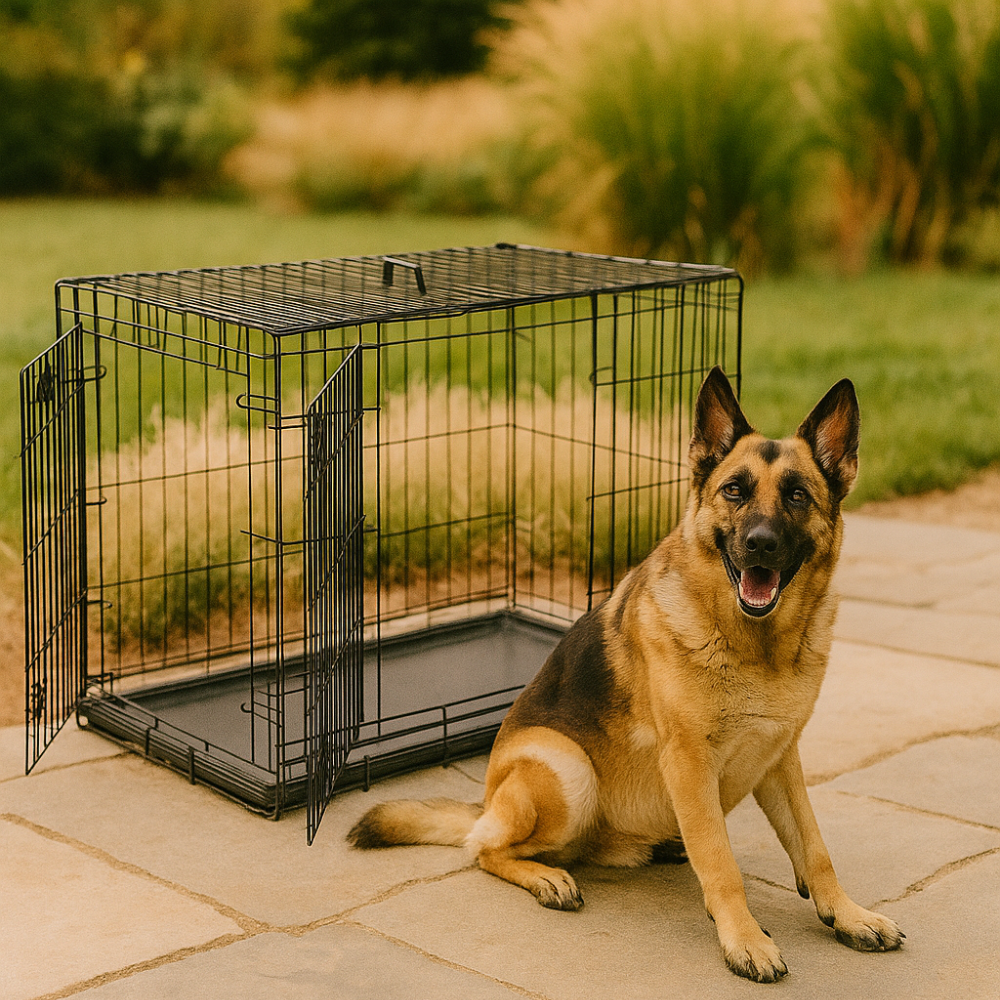 Metal Dog Crate Reinforced Steel, Safe & Comfortable For Home & Car