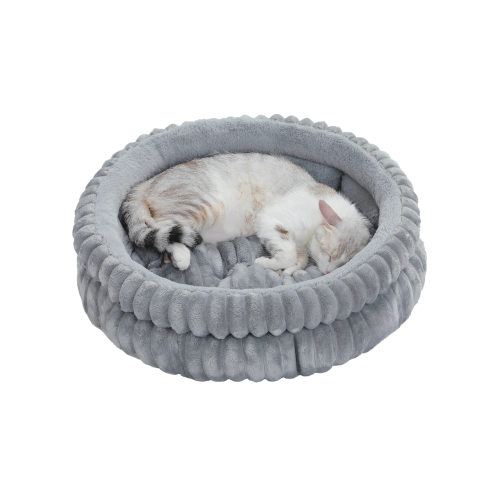 Soft Round Plush Cat Bed | Washable
