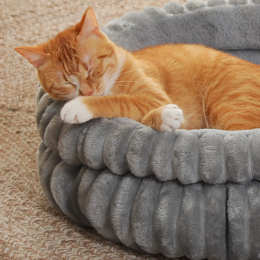 Soft Round Plush Cat Bed | Washable