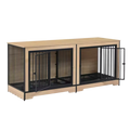 XL Dog Crate Japandi Style Wooden Crate with Steel Bars