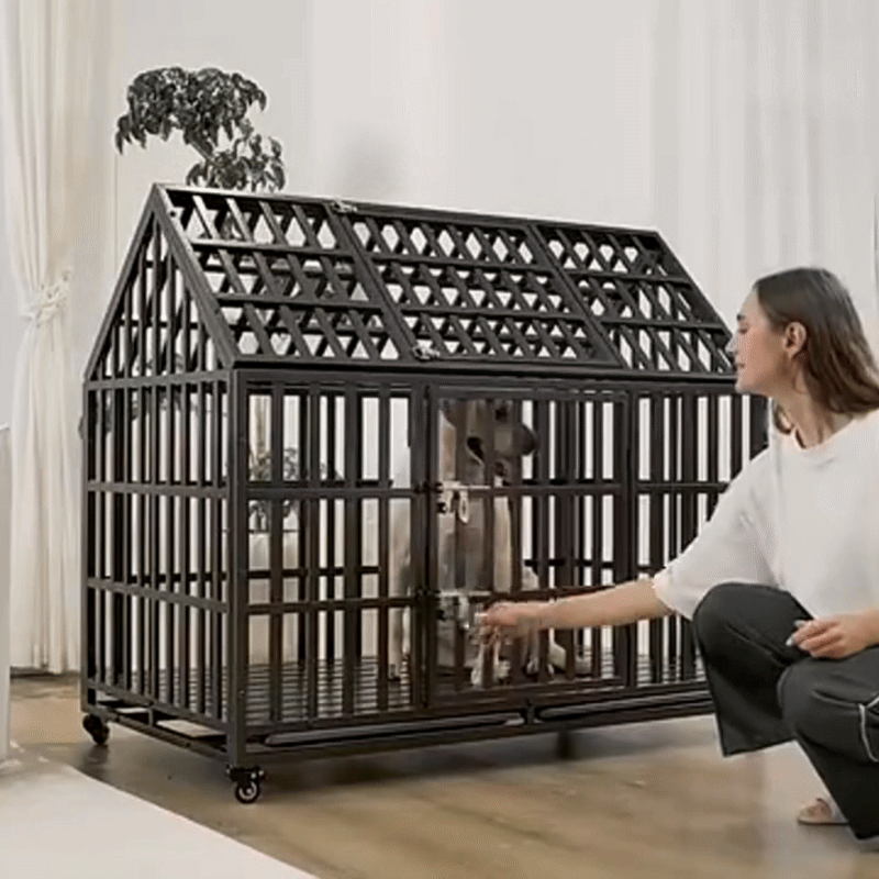 Extra Strong Dog Crate Reinforced Steel Frame & Double Latch Locking