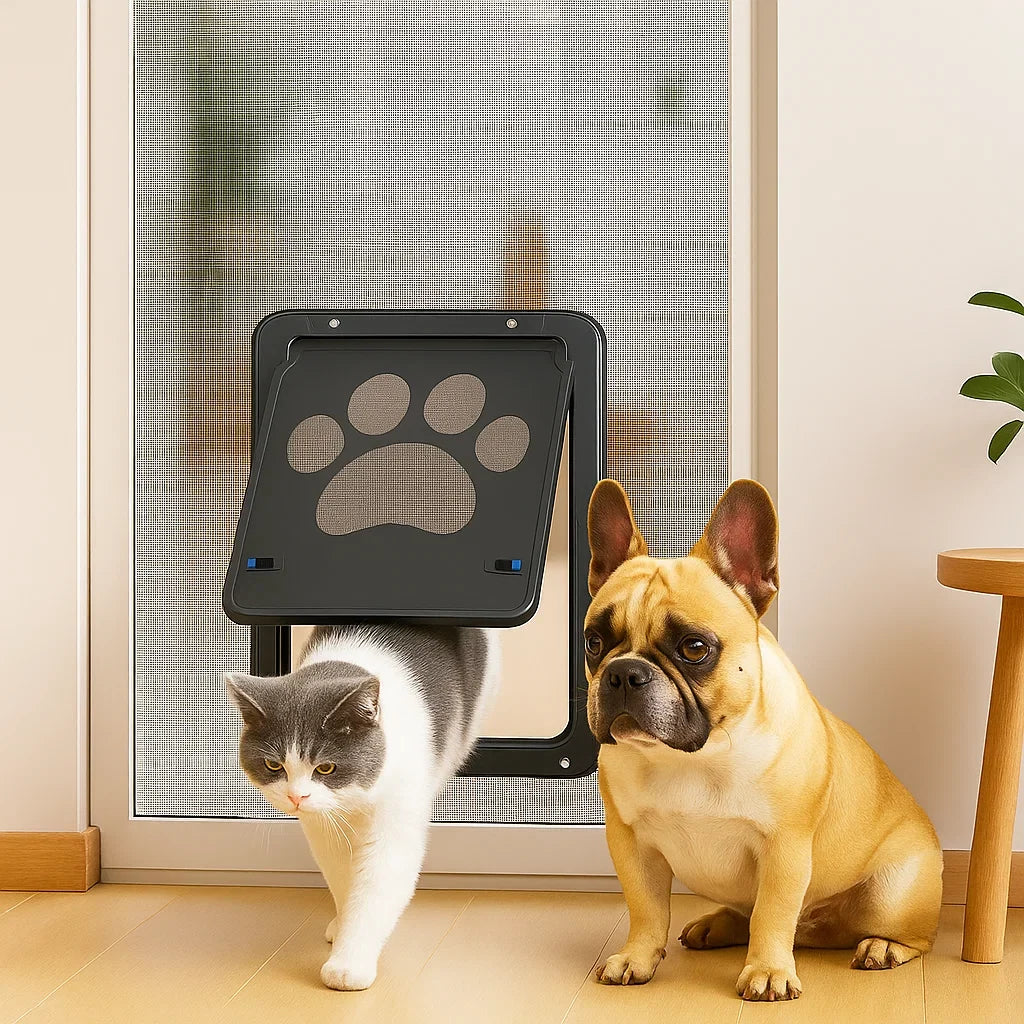 Magnetic Cat Flap for Sliding Screen Doors Self-Closing Flap with Insect Stop