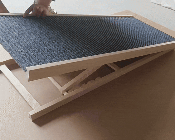 Adjustable Wooden Dog Ramp with Anti-Slip Surface & Compact Storage