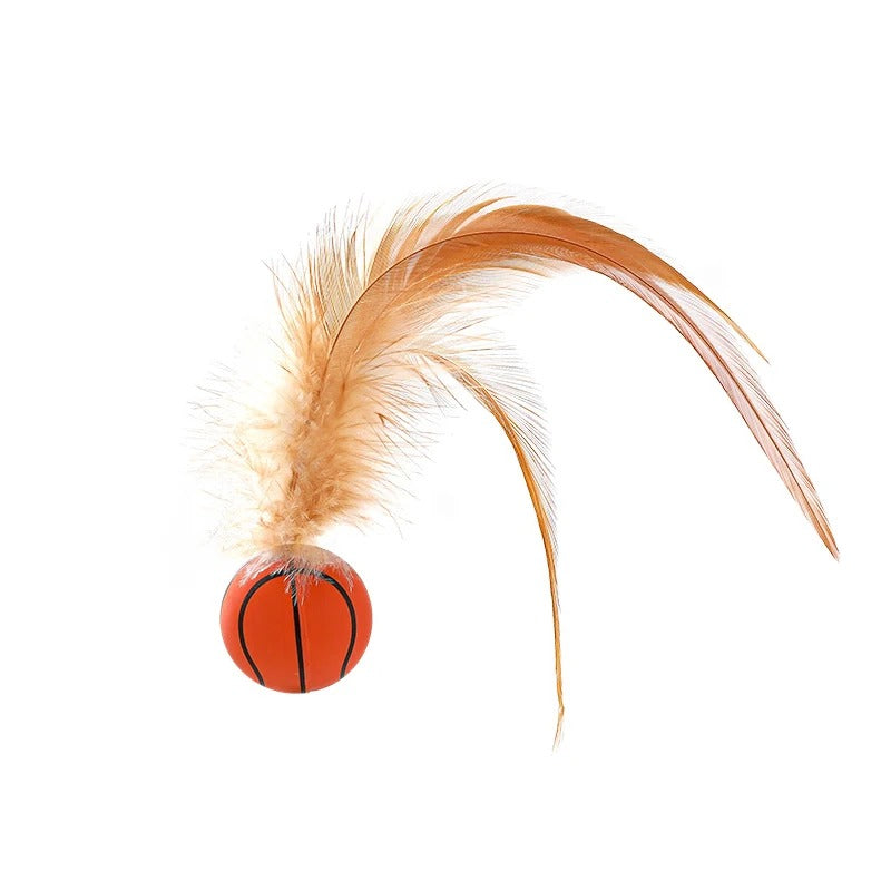Interactive Cat Toy Jumping Ball With Feathers For Hours of Fun